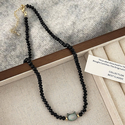 Colorful Kitty Black Crystal High-grade Daily Wear Necklaces