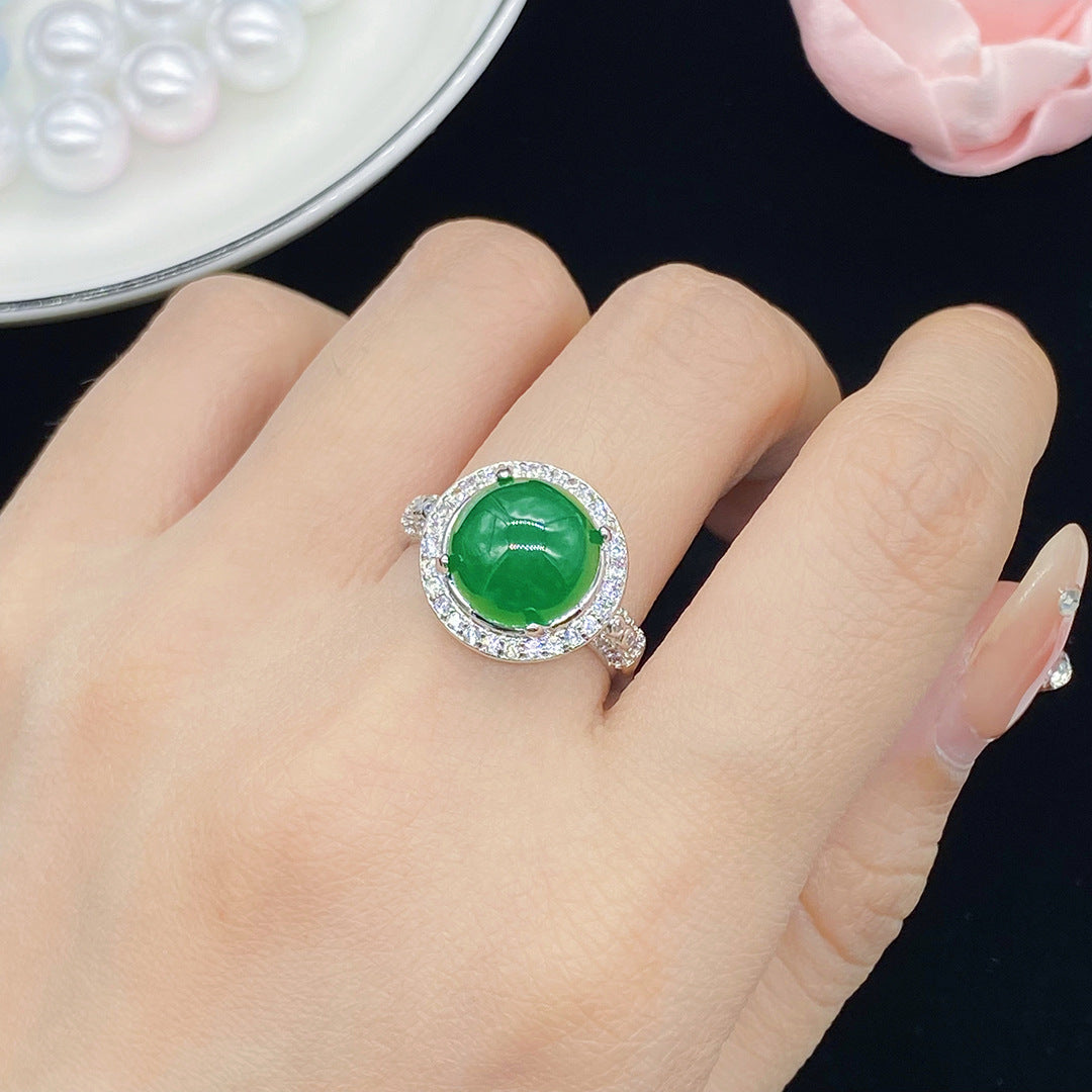 Natural Icy Chalcedony Jasper Open Female Rings