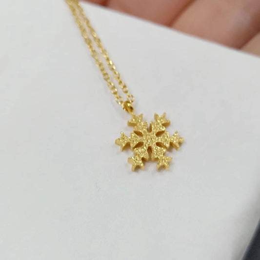 Women's Christmas Gift Titanium Steel No Fading Frosted Snowflake Necklaces