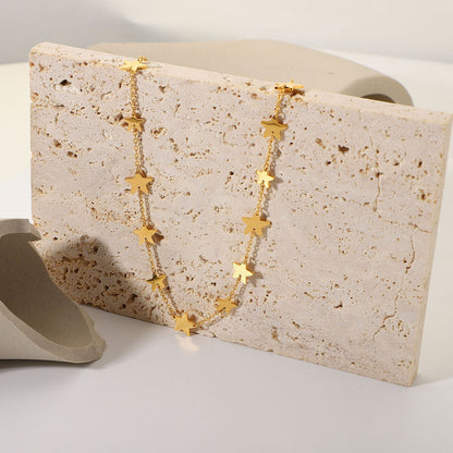 Women's Fashion Gold-plated Stainless Steel Pentagram Star Necklaces