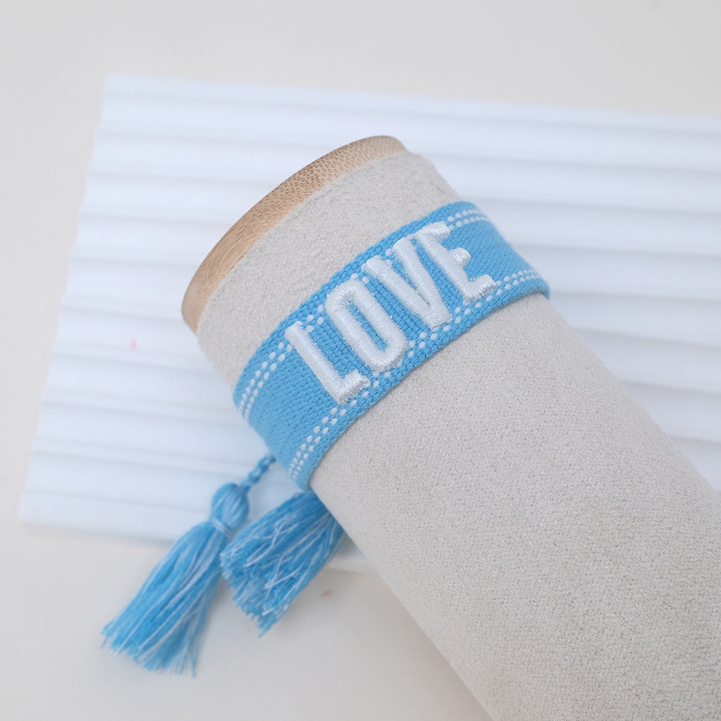 Of Letter Embroidery Graphic Bohemian Tassel Bracelets