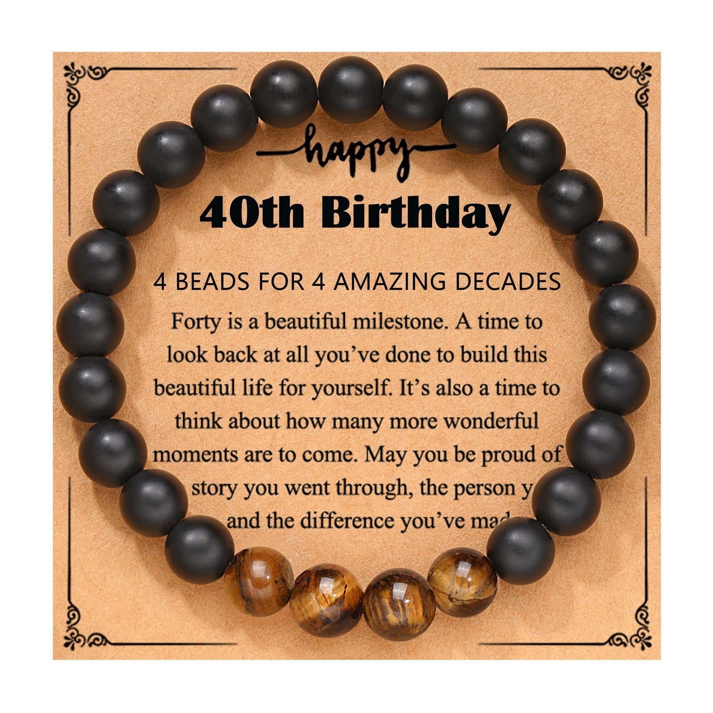 Black Agate Tigereye Beaded Birthday Gift Bracelets