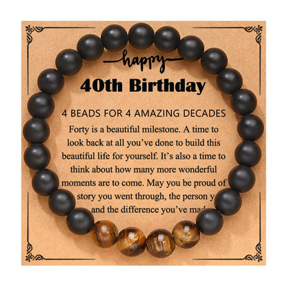 Black Agate Tigereye Beaded Birthday Gift Bracelets