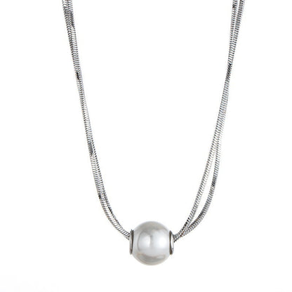 Women's Double Layer Twin Large Pearl Niche Design Necklaces