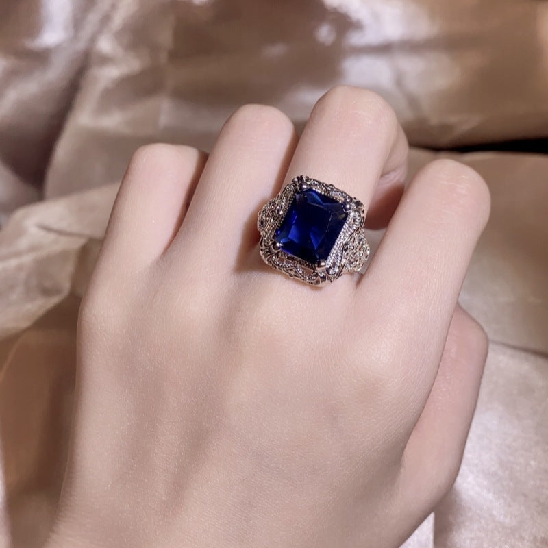 Versatile Slouchy Sier-plated Diamond Sapphire Engagement Rings