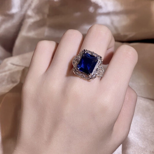 Versatile Slouchy Sier-plated Diamond Sapphire Engagement Rings