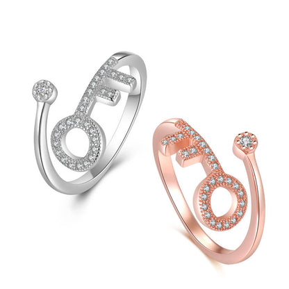 Sterling Sier Rose Gold Key Open Female Rings