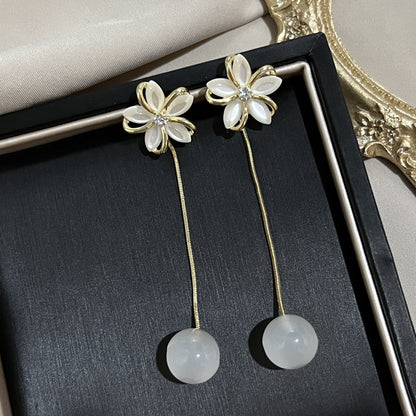 Needle French Opal Simple And Stylish Earrings