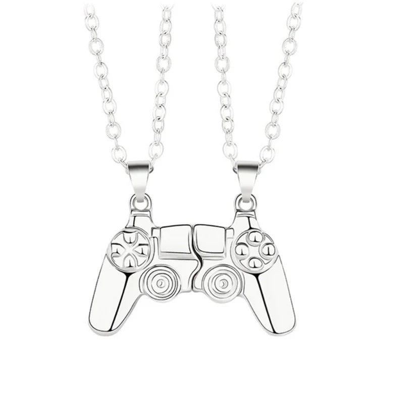 Women's & Men's & Game Console Handle And Magnetite Suction Pair Necklaces