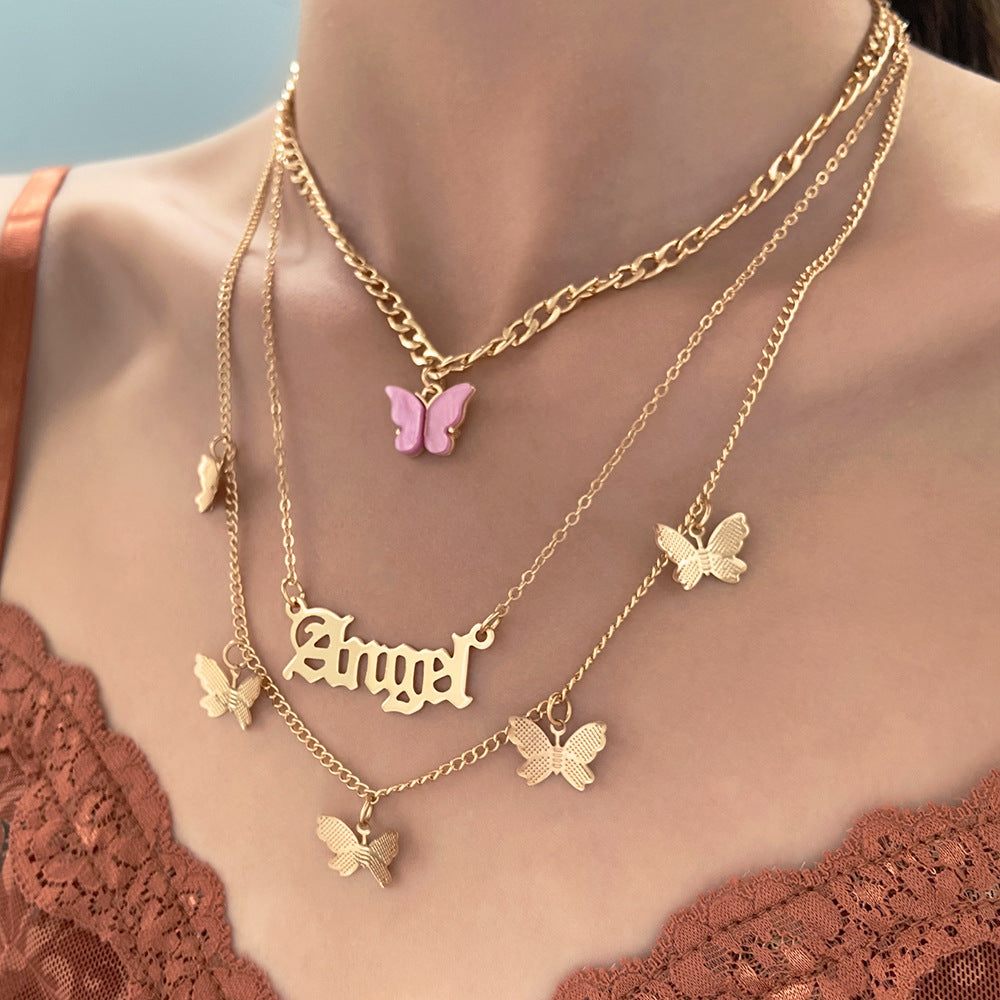 Women's Tassel Fashion Graceful Geometric Metal Letter Necklaces