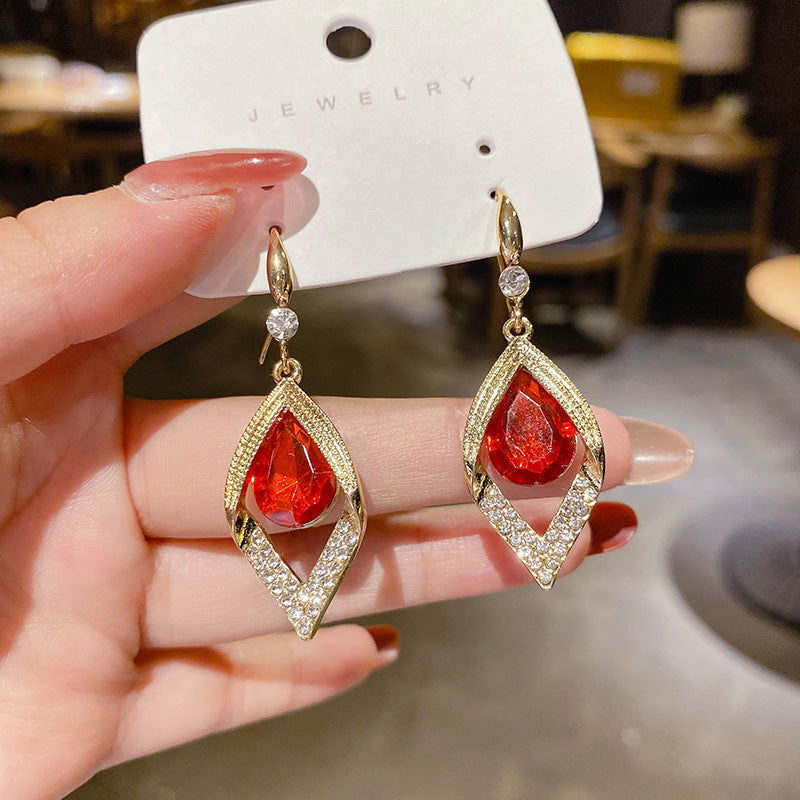 Korean Style Trendy Blue Diamond Ear Hook Earrings