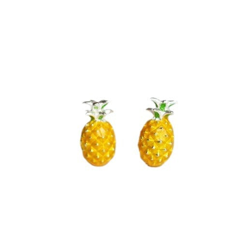 Korean Creative Cute Pineapple Drip Glazed Earrings