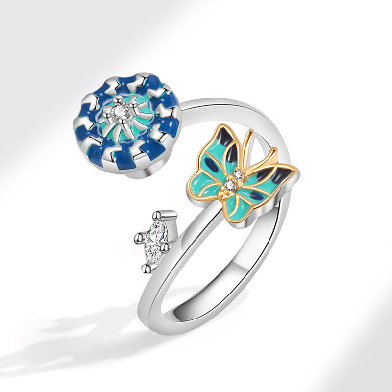 Opening Adjustable Butterfly Flower Can Be Rings