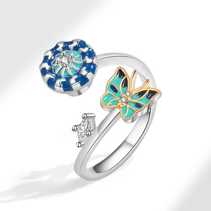 Opening Adjustable Butterfly Flower Can Be Rings