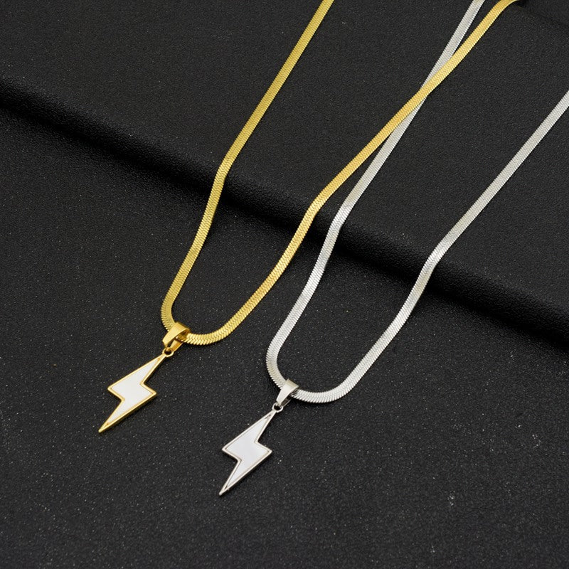 White Shell Lightning Pendant Snake Bones Necklaces