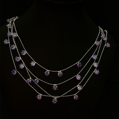 Starry Rose Zircon Fashion Wedding Tassel Necklaces