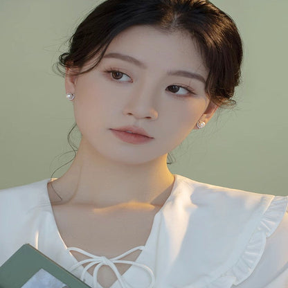 Women's Sterling Sier Natural Freshwater Pearl Heart-shaped Ear Earrings