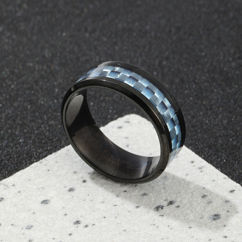 Men's Stainless Steel Ornament Simple Carbon Fiber Multicolor Rings