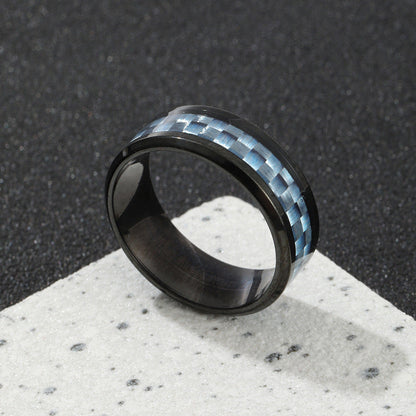 Men's Stainless Steel Ornament Simple Carbon Fiber Multicolor Rings