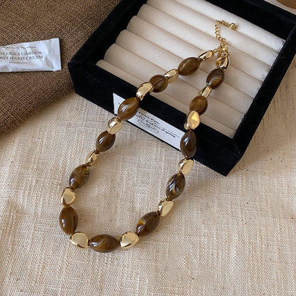 Women's Series Tigereye Butterfly Chinese Retro Beaded Sweater Necklaces