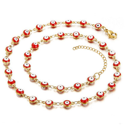 Women's Turkish Evil Eye Color Matching Stainless Necklaces