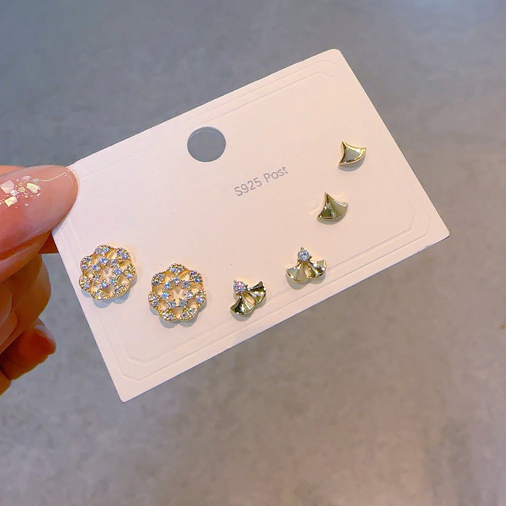 Women's Needle One Card Three Creative Matching Earrings