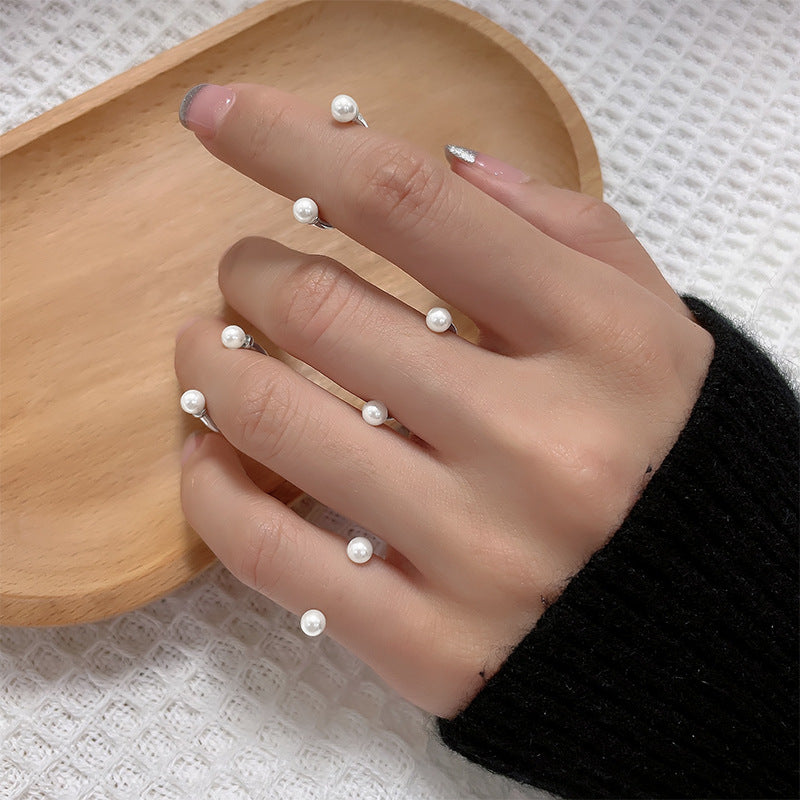 Pearl Adjustable Personality Jack Purcell U-shaped Rings
