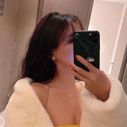 Women's Round 2 Karat Imitation Imported Color Moissanite Full Diamond Earrings