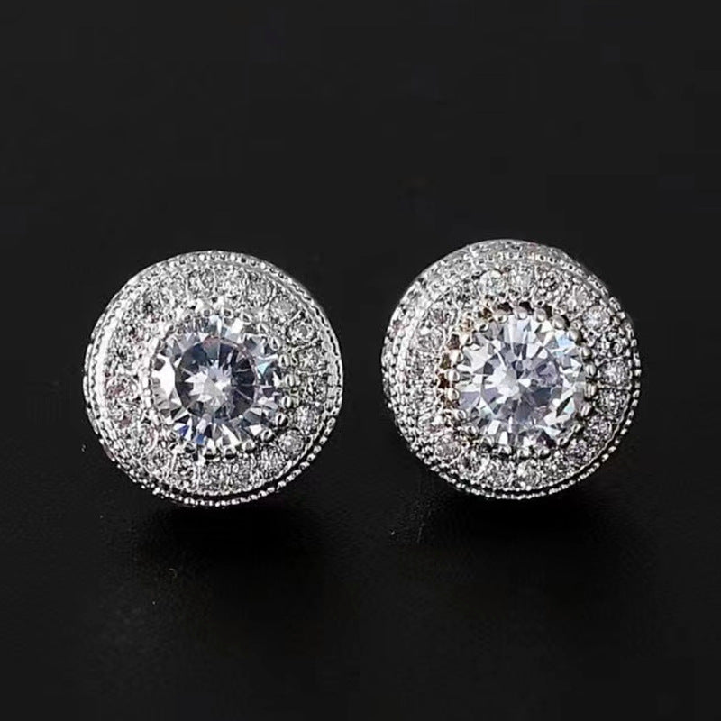 Women's Round 2 Karat Imitation Imported Color Moissanite Full Diamond Earrings