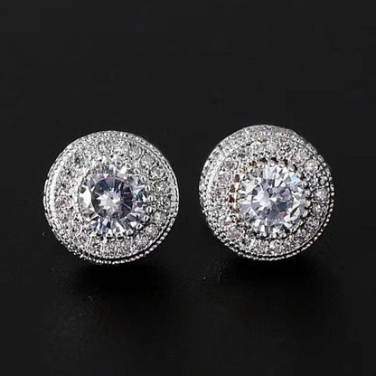 Women's Round 2 Karat Imitation Imported Color Moissanite Full Diamond Earrings