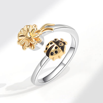 Flower Spinning Female Fashion Decompression Anxiety Sunflower Rings