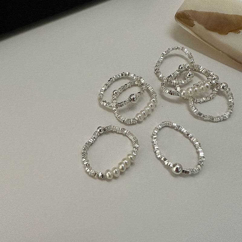 Sterling Sier Small Pieces Of Pearl Rings