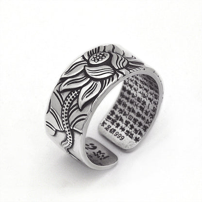 Women's & Men's Sterling Sier And Lotus Open Pure Vintage Rings