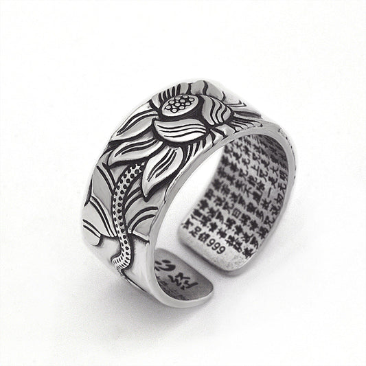 Women's & Men's Sterling Sier And Lotus Open Pure Vintage Rings