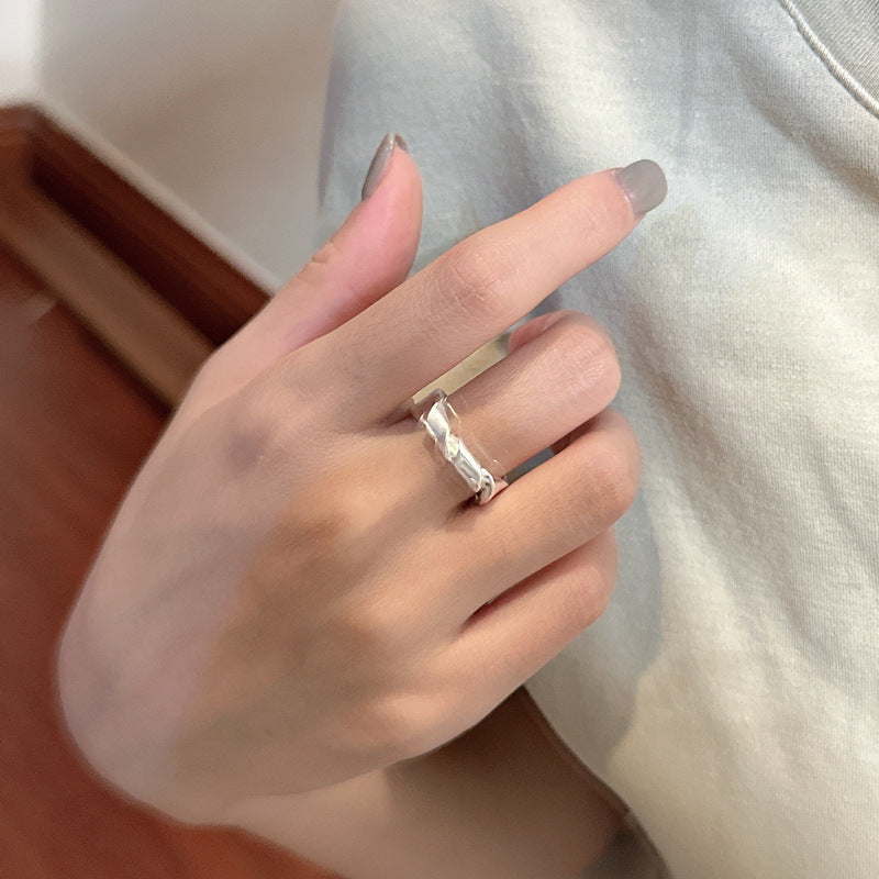 Sterling Sier Knotted Matte Style Simple Single Rings