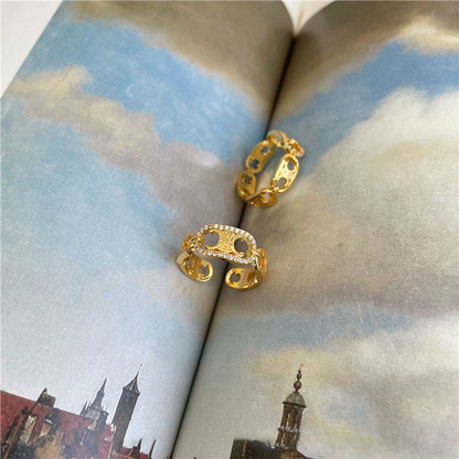 Diamond Female Light Luxury Hollow Open-end Rings