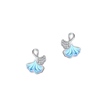 Women's Pure Sier Colorful Moonstone Ginkgo Leaf For Earrings