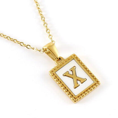 Gold Stainless Steel Shell Letter Female Titanium Pendant Necklaces