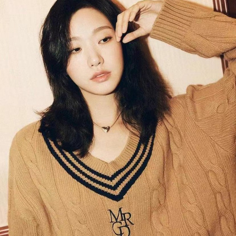 Park Cold Sier Peach Heart Clavicle Necklaces