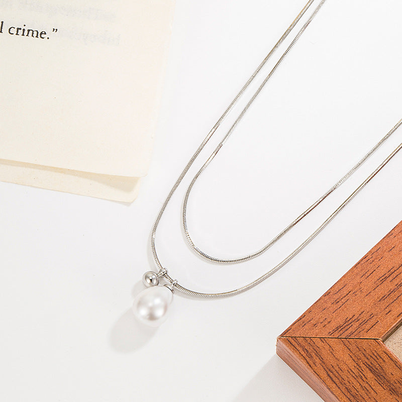 Luxury And Simplicity Design French Pearl Snake Bones Necklaces