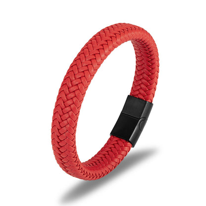 Men's Fashion Woven Leather Simplicity Stainless Steel Bracelets