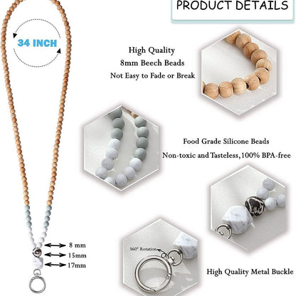 Women's Lanyard Silicone Beads Work Certificate Fashion Necklaces