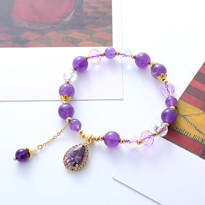 Women's Noble Amethyst Refined Zircon Love Pendant Bracelets