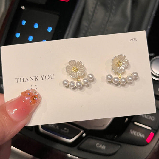 Flower Mori Style High-grade Temperament Pearl Earrings