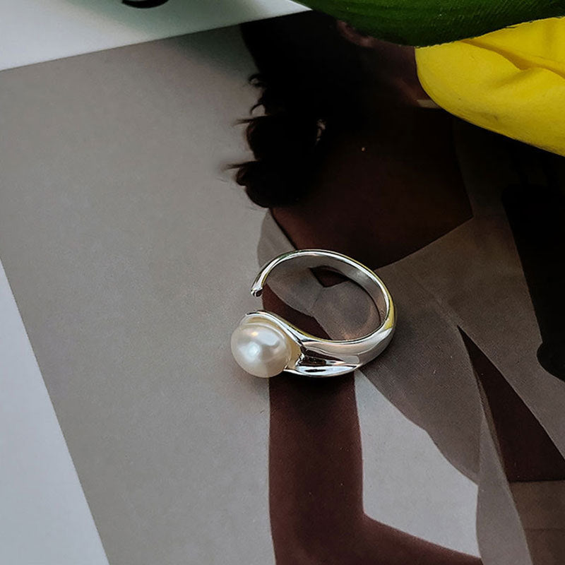 Square Sterling Sier Pearl Female Design Special Interest Light Rings