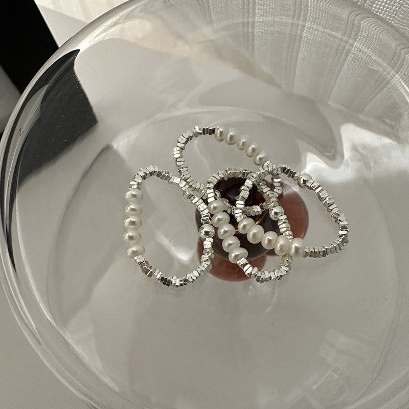 Sterling Sier Small Pieces Of Pearl Rings