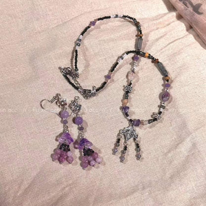 Style Traditional Light Luxury Retro Minority Purple Totem Tassel Necklaces