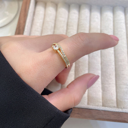 Women's Luxury Fashion Opening Zircon Adjustable Gold Rings