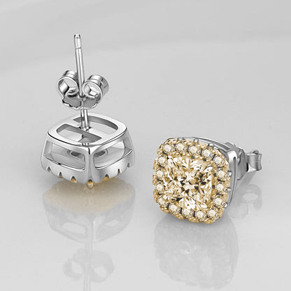 Full Diamond Princess Artificial Sier Ear Basic Earrings