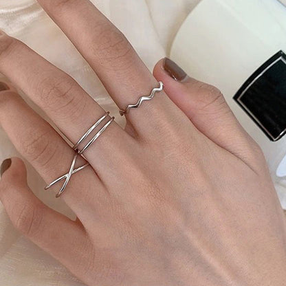 Korean Style Simple Niche Bag Parallel Wave Rings